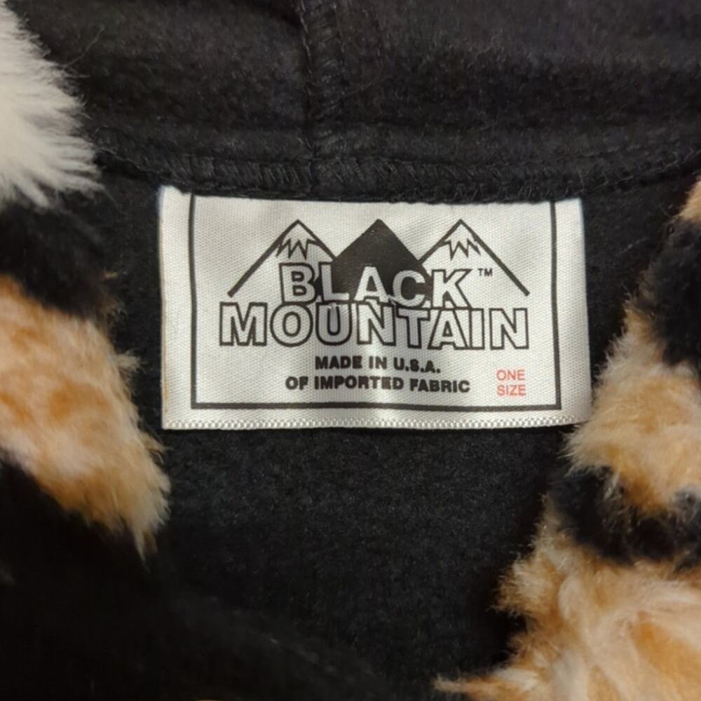 Black Mountain Fleece Hooded Poncho Black with Cheetah Trim One Size Fits Plus - Picture 3 of 5